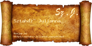 Sztahó Julianna névjegykártya